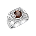 thumbnail image 3 of RYLOS Mens Rings 14K White Gold Designer Round Gemstone &  Sparkling Diamond Ring Smoky Quartz June Birthstone Rings For Men, Men's Rings, Gold Rings Sizes 8 - 13, 3 of 7
