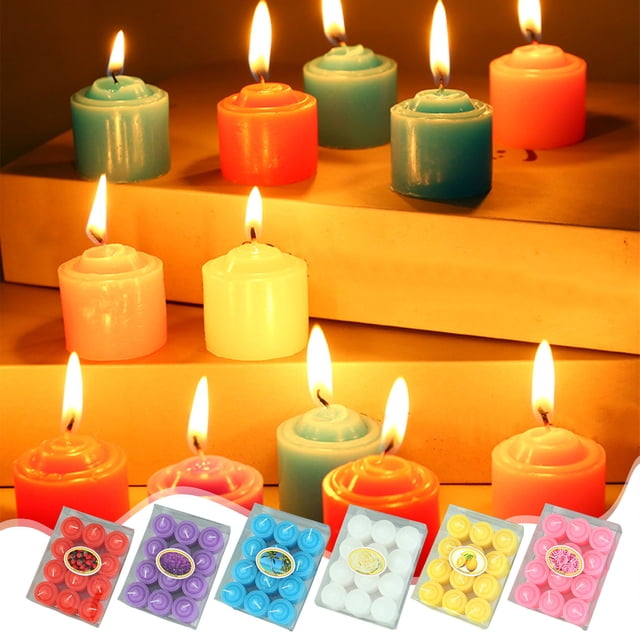 Sentmoon Scented Candles 12 Pcs Candle Floating Tea Lights Wedding Party Candle Small Votive Candles Mini Candles Round Candles Tea Light for Wedding Romantic Paraffin White
