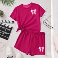 thumbnail image 3 of Robe d'Été à Manches Courtes Haut à Manches Courtes et Short Ensemble Deux Pièces pour Enfants Mignonne Détente d'Été Col Rond, 3 of 7