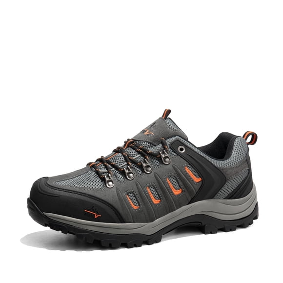 NORTIV 8 Chaussures de Randonnée Imperméables pour Hommes en Cuir à Tige Basse pour Randonnée Randonnée Camping Marche Noir/foncé/gris/orange Taille 10 Quest-1
