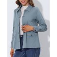thumbnail image 2 of INSPIRE CHIC Women's Drawstring Waist Flap Pockets Lightweight Utility Jacket Grey Blue L, 2 of 5
