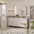 thumbnail image 2 of Eastvita Chic Arched Bathroom Mirror Wall-Mounted Vanity with Metal Frame/Modern Wraparound Design/Rust-Resistant Tempered Glass/Vertical Gold Finish, 2 of 6
