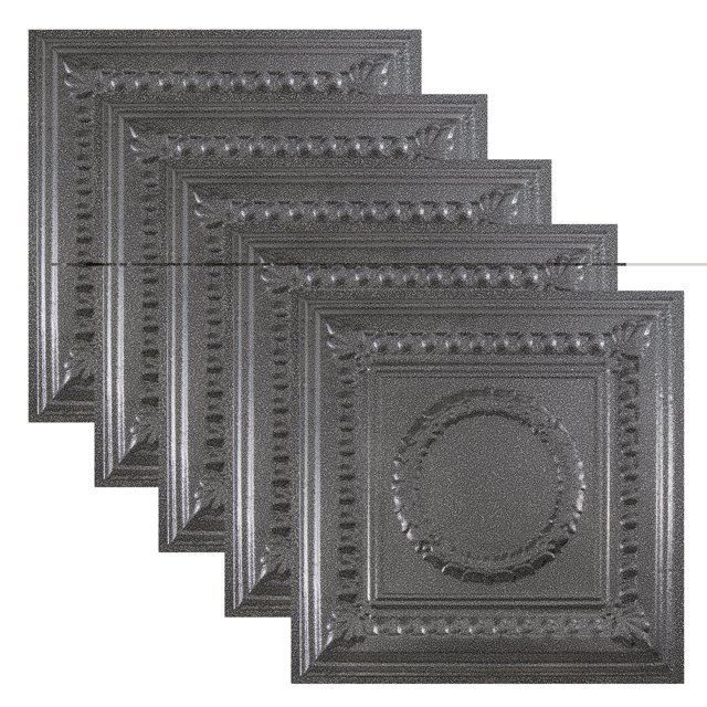 Great Lakes Tin Cleveland Pewter 2ft x 2ft Lay In Ceiling Tiles (5 Pack)