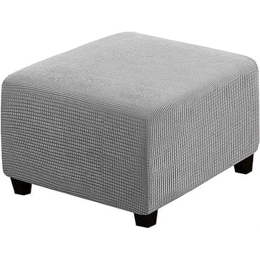 Zhuge Super Stretch Soft Ottoman Cover with Elastic Band Footrest Sofa Slipcover Folding Storage Stool Furniture Protector for Square and Rectangle Ottoman ( Light Grey, Large)