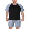 thumbnail image 2 of CNKOO 2 Pcs Mens Summer Pajamas Sets Stylish Contrast Color Short-sleeved Tops and Solid Color Shorts Home Clothes, 2 of 6