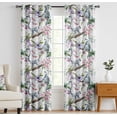 thumbnail image 1 of Vargottam Cotton Curtains for Windows - 3-in-1 Rod Pocket/Back Tab Short Window Drapes - Light Filtering Cotton Panels - Set of 2, 52"x63" - Animal & Bloom Pattern (Pink), 1 of 8