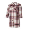 thumbnail image 2 of Women Plaid Windbreaker Coat Button-down Long Sleeve Lapel Jacket With Pockets Fall Spring Outwear, 2 of 6