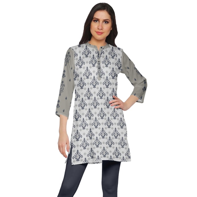 Moomaya Poly Crepe Mini Kurta Summer Tunic Printed Short Kurtis For Women