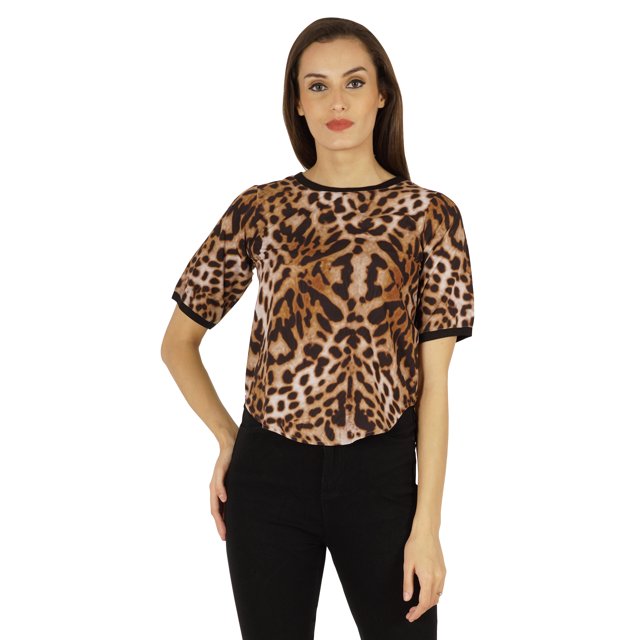 Inkmeso Round Neck Causal Tee Tops For Womens Printed Regular Fit High-Low Hem Top