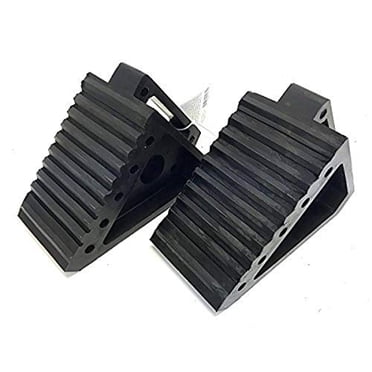 MAXXHAUL 70472 Solid Rubber Heavy Duty Black Wheel Chock, 8" Length X 4" Width X 6" Height - 2 Pack
