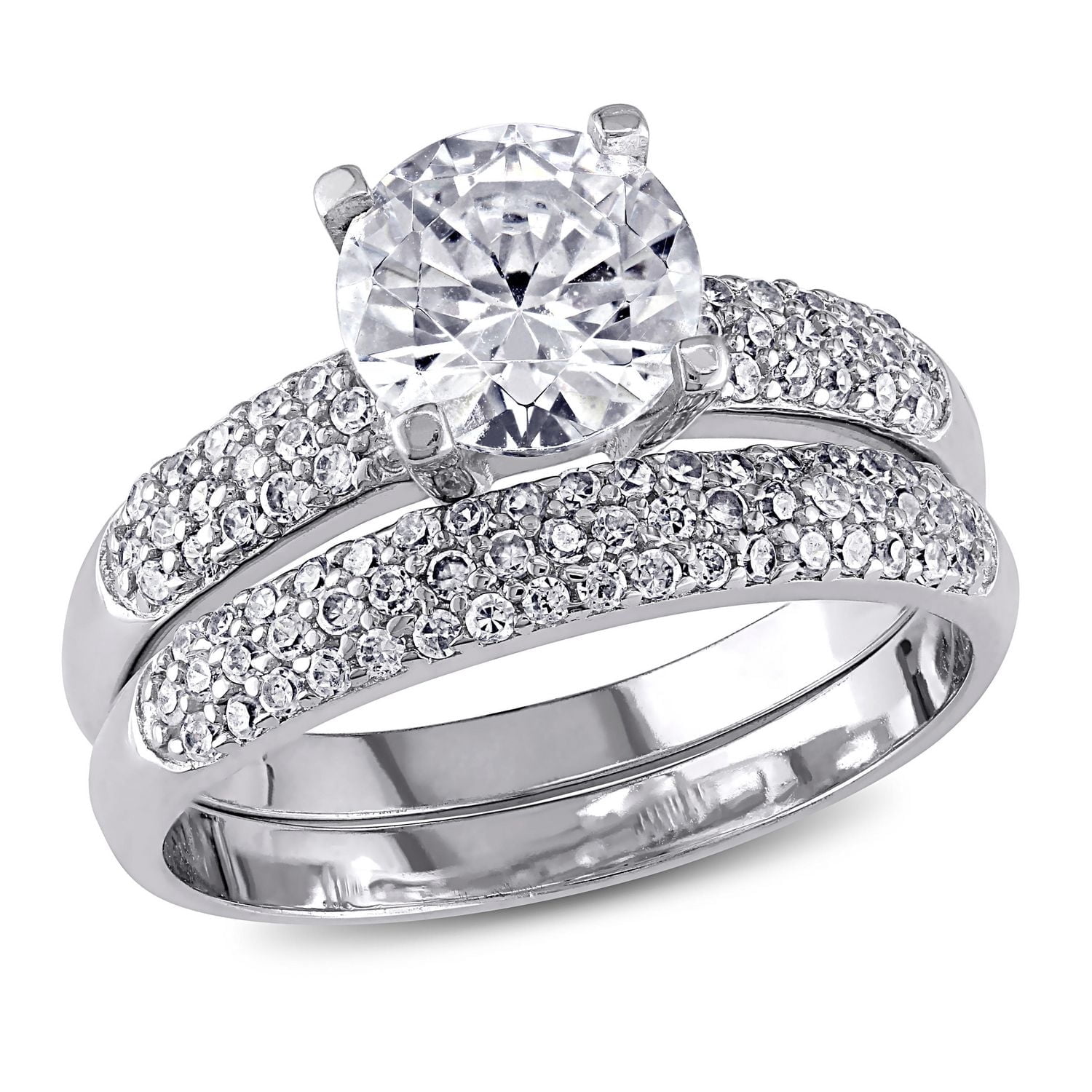 Ensemble nuptial avec zircons cubiques de 4,38 ct PBT en argent sterling de Miabella