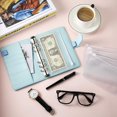 thumbnail image 4 of PU Leather Notebook Binder Budget Planner Binder Cover with 12 Pieces Binder Pocket Personal Cash Budget Envelopes System 6 Hole Binder Zipper Folder(Blue), 4 of 7