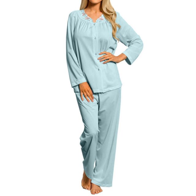 Shadowline 76283 Ensemble de Pyjama à Manches Longues Pétales pour Femmes (Vert d'Eau S)