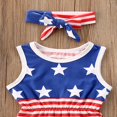 thumbnail image 4 of Jour de l'Indépendance Bébé Filles Garçons Rompers Sans Manches à Rayures Combinaisons Bandeau 2pcs 4ème de Tenues de Juillet, 4 of 5
