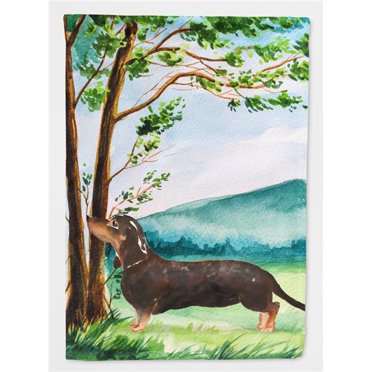 Carolines Treasures CK2028GF Under the Tree Dachshund Garden Size Flag