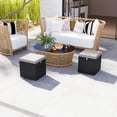 thumbnail image 2 of Outsunny 2 Pieces Wicker Outdoor Ottoman with Storage, Cushions, Light Grey, 2 of 10