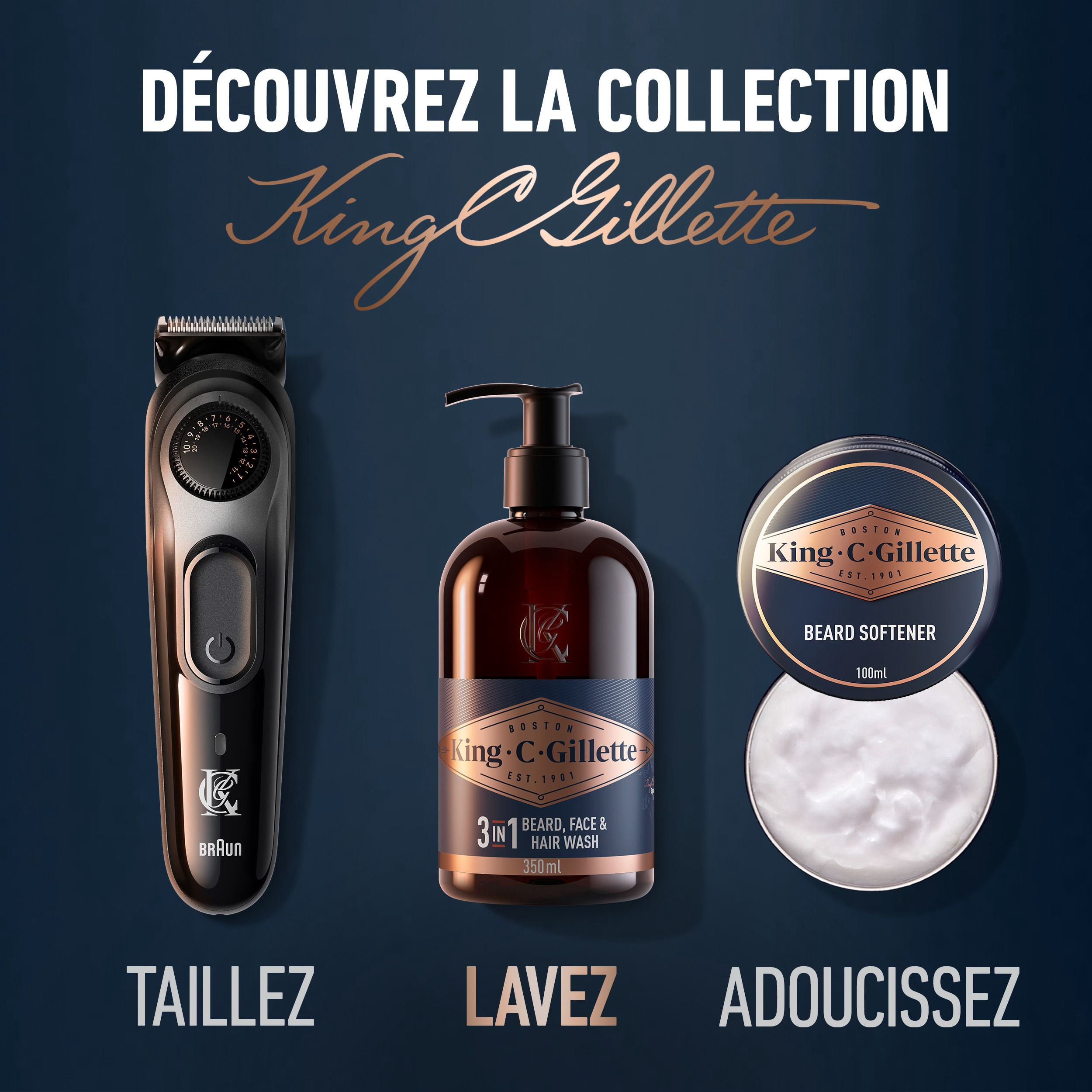 King C. Gillette 3in1 Beard, Face & Hair Wash with King C. Gillette Signature Scent