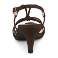 thumbnail image 2 of BLISSFUL STEP Women's Shoes Strappy Slingback Kitten Heel Sandals Coffee 8.5, 2 of 7