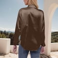 thumbnail image 3 of Ladies Tops, Women's Solid Color Long Sleeved Button Turndown Collar Fashionable Top, Birthday Gifts, 3 of 5