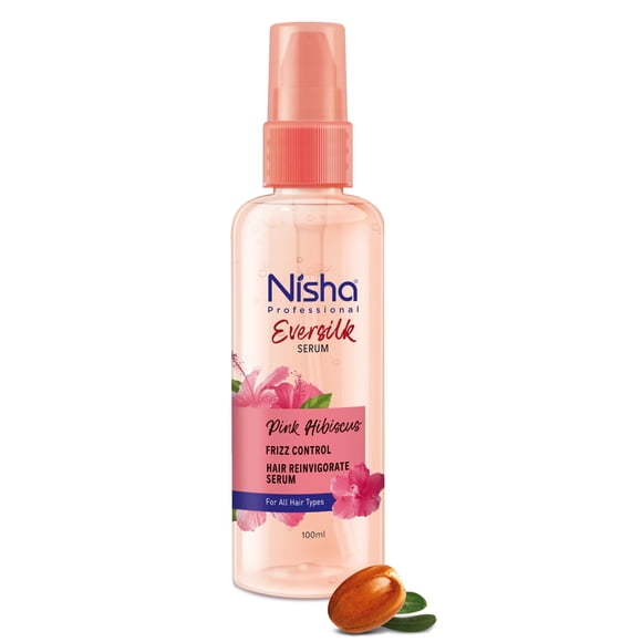 Nisha Sérum Capillaire à l'Hibiscus Rose Eversilk, Hommes et Femmes, Tous Types de Cheveux, 3,38 fl oz