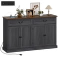 thumbnail image 1 of HOMCOM Buffet Cabinet with Charging Station, 55" Farmhouse Sideboard, Black, 1 of 10