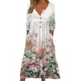 thumbnail image 1 of Robes pour Femmes Dames Décontractées Mode Imprimées Col Boutonné Robe à Manches Longues avec Poches Noir G, 1 of 4