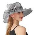 thumbnail image 1 of Women's Solid Color Big Flower Shade English Lady Elegant Temperament Sun Hat, 1 of 4