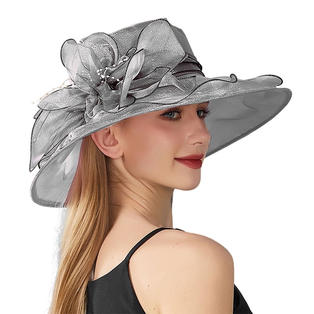 Women's Solid Color Big Flower Shade English Lady Elegant Temperament Sun Hat