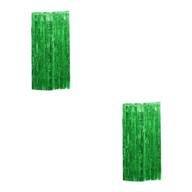 ZheElen Ingrédients Sûrs Rideau Large Feuille d'Application Fait Non Toxique Feuille Inodore Frange Rideau Partie Toile de Fond Vert DIY 3*1M 2Set