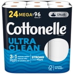 Cottonelle Ultra Papier toilette propre, Tissu de toilette solide, 24 Méga-roulis (24 Mega Rolls = 96 Roulements réguliers), 312 Feuilles par rouleau