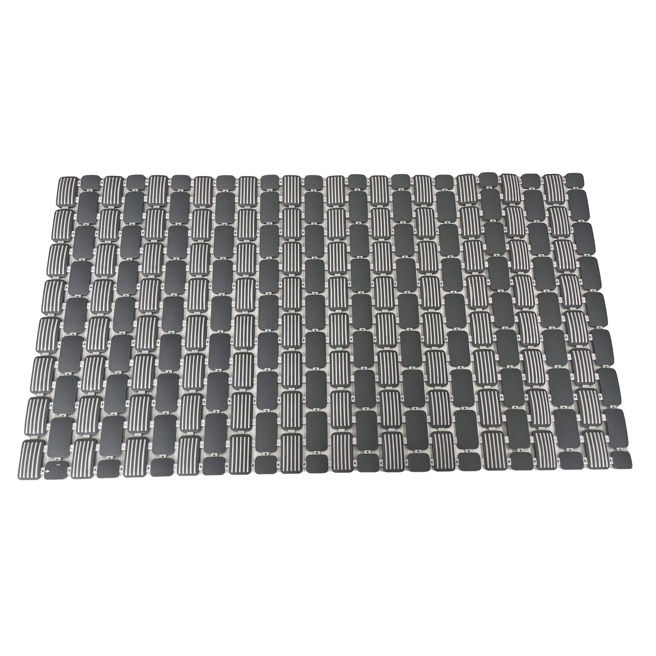 Mainstays Size: 28.34" x 15.35 ", Materisl: 62% TPE+38% PP, Non-Slip Tile Bath Mat for Shower with Strong Suction Cups, Grey