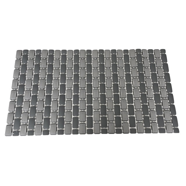 Mainstays Size: 28.34" x 15.35 ", Materisl: 62% TPE+38% PP, Non-Slip Tile Bath Mat for Shower with Strong Suction Cups, Grey