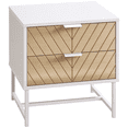 thumbnail image 1 of HOMCOM Table de Chevet avec 2 Tiroirs et Cadre en Acier, Table d'Appoint, Blanc, 1 of 10