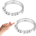 thumbnail image 1 of 2 Pcs Anti Anxiety Rings for Women and Men,Adjustable Fidget Ring with Beads Meditation Stress Worry Relief Rings, 1 of 6