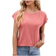 thumbnail image 1 of AherBiu Hauts d'Entraînement pour Femmes, Coupe Ample, Manches Cap, Col Ras du Cou, Haut Basique Confortable, T-Shirts, Chemises, Blouse, 1 of 2
