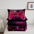 thumbnail image 4 of Red Gaming Full Size Comforter Sets for Boys - Gamer Comforter Boys Full Size Bedding Set, Neon Lights Abstract Geometry Design Gamer Room Decor, 4 of 5