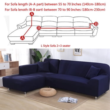 2024 All-Cover Sectional Sofa L Shape, 2pcs Slipcover Elastic Washable Couch Cover 2seater (55 to 74Inch) 3 Seater(74 to 90 Inch) Sofa Slipcover Couch Cover Stretch for L Shape Section,darkblue