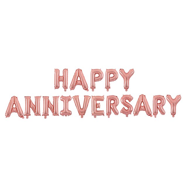 Miangastore 16 Inch HAPPY ANNIVERSARY Letters Balloons Decorative Aluminum Film Balloons Set for Wedding Party (Rose Gold)