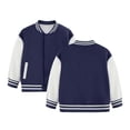 thumbnail image 4 of Girls Coats & Jackets Child Autumn Spring Long Sleeved Color Block Baseball Dark Blue Fall Tops for Teen Girls ,11-12 Years, 4 of 4