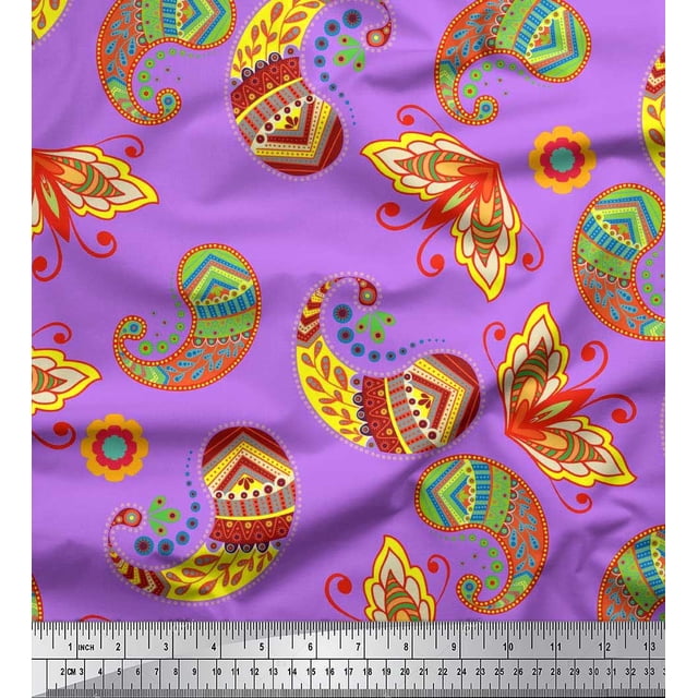 Soimoi Georgette Viscose Fabric Artistic Paisley Decor Fabric Printed Yard 42 Inch Wide