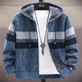 thumbnail image 2 of Men’s Full Zip Hoodies Long Sleeve Striped Print Knit Cardigan Sweater, 2 of 4