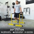 thumbnail image 4 of Synergee Dip Bar Yellow. Adjustable Dip Station from 30â€ â€“ 39â€ for Dips, Inverted Pull Ups. Max Capacity 400 lbs. Portable Dip Stand for Total Body Workout., 4 of 10