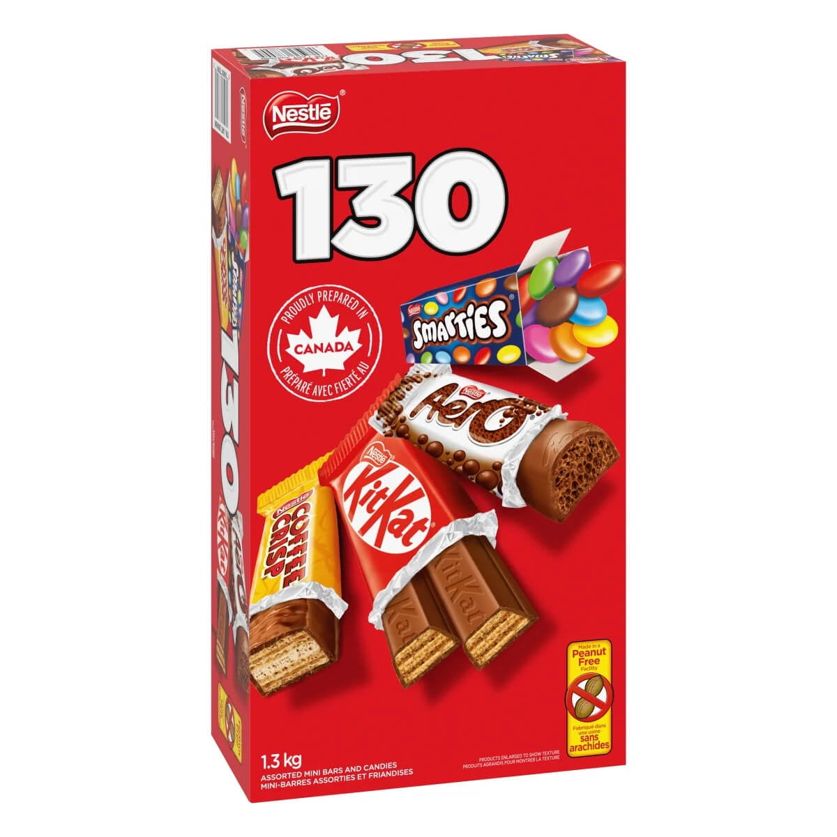 NESTLÉ Assorted Mini Chocolate Bars & Candies, 1.3 kg (130 Pack) – KITKAT, COFFEE CRISP, AERO & SMARTIES Halloween Candy Variety Box