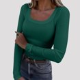 thumbnail image 2 of WRKEKC Blouse à Manches Longues pour Femmes, Couleur Unie, T-Shirt Décontracté à Col Rond pour Femmes, Tenue Quotidienne et de Bureau au Style Classique et Port Confortable, 2 of 7
