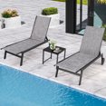 thumbnail image 1 of Yoleny Chaise Longue de Patio avec Roues, Ensemble de 2 Chaises Longues d'Extérieur avec Dossier Réglable, Chaises Longues de Piscine en Textilène Imperméable avec Table d'Appoint pour Patio, Bord de Piscine, Terrasse, Gris, 1 of 6