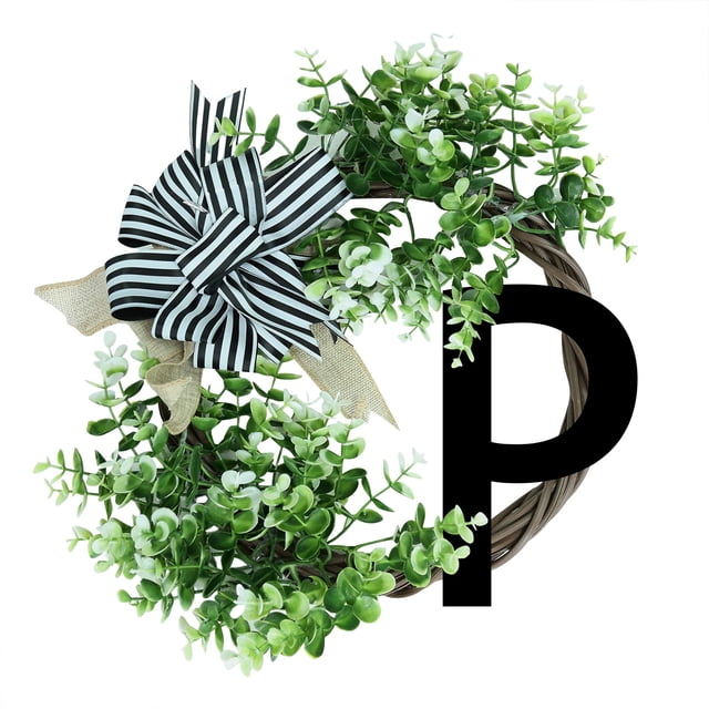 Wreath 1 Unique Last Name Year Round Front Door Wreath With Bow Welcome Sign Garland 26 Letters Farmhouse Wreath For Front Door Spring All Seasons Outside Hanger