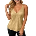 thumbnail image 1 of Plus Size Tank Tops for Women Loose Fit V-Neck Spaghetti Strap Sequin Ruched Waist Solid Top with Stretchy Lining, 1 of 7