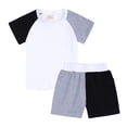 thumbnail image 1 of Ensemble Deux Pièces T-Shirts pour Filles Couleur Unie Col Rond Manches Courtes et Shorts, 1 of 7