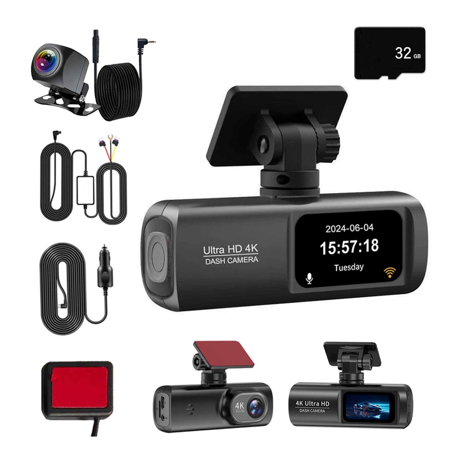 braveheart Dash Cam Front Rear Dash Camera 4K/1080P Dash Cam 4K Dash Cam Recorder Compact 32G Card