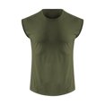 thumbnail image 3 of LUOGENLI T-shirts pour Homme pour Hommes T-Shirt Sans Manches Respirant pour Homme Hauts Ajustés Mode Été Col Rond Manches Courtes T-shirts pour Hommes T-shirts Graphiques T-shirts Amusants Vêtements d'Été Vert Armée TTTG, 3 of 4